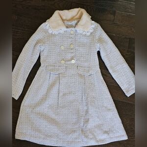 Chic Cream and light blue Double-Breasted Coat Kids size 10